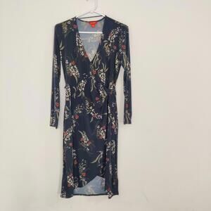 Joe Fresh Women's Wrap Midi Dress Size Small Floral Goth